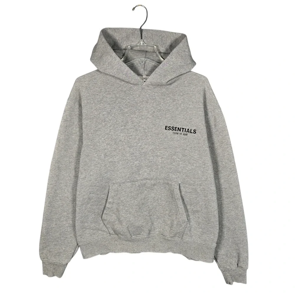 Fear of God Essentials Hoodie Mens Size Small Dark Oatmeal Gray Sweatshirt FLAW